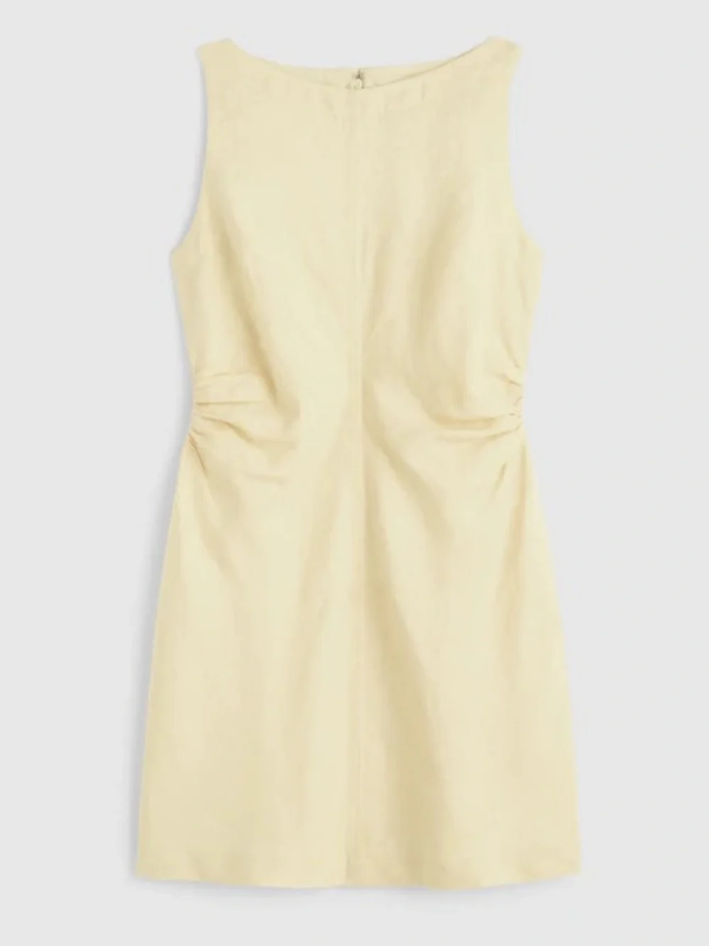 NWT MADEWELL Boatneck Shirred Mini Dress 100% Linen Candlelight 8 Butter Yellow - Picture 10 of 15